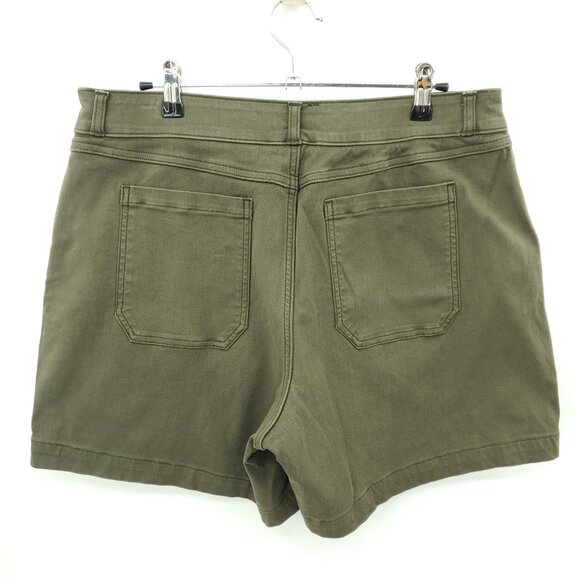 Spanx Pull On Stretch Twill Midi Shorts XL Pine Green - Picture 3 of 16